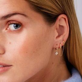 3Pairs Earring Sets for Multiple Piercing Dainty Gold Huugie Earrings Cubic Zirconia Pearl Stud Ear Cuff Earrings for Women