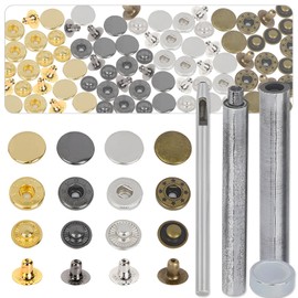 80pcs Steel Snap, CNYMANY 15mm Snap Fasteners Kit with 4 Setter Tools, Metal Fabric Snaps Heavy Duty Snaps Button Press Stud Cap for Jackets Clothes Wallet Leather Boat Canvas DIY Craft - 20 Set