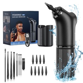 Uorker Ear Wax Removal Kit, Water Powered Ear Cleaner, Safe & Effective Ear Irrigation Cleaning Tools with 4 Cleaning Modes, 10 Reusable Tips, IPX7 for Home Use, USB Charge, Black