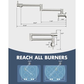 CENOSA Pot Filler Faucet Brushed Nickel Commercial Wall Mount Stove Faucet Wall Mount Pot Filler Facuet