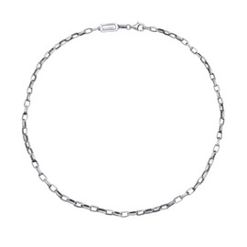 Kuzzoi Exclusive Men's Necklace with Round Anchor Links (5 mm) Oxidised for Pendants, Solid Link Chain for Man or Boyfriend, Men's Necklace 925 Sterling Silver Blackened, Length 50-60 cm, Sterling