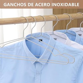 50Pcs Ganchos para Ropa de Acero Inoxidable, 40CM Perchas para Ropa con Ranuras, Antióxido y Duradero, Ahorrar Espacio en el Ropero, para Pantalones, 