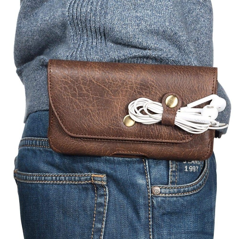 DFVmobile Case Horizontal Leather Belt Clip with Earphone Holder for