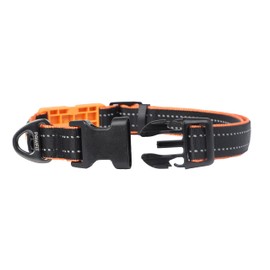 Pawfit 3 Series Collar, Nylon Dog Collar with Safety Buckle, Adjustable Pet Collars with Quick Release Buckle (Black & Orange, Large)