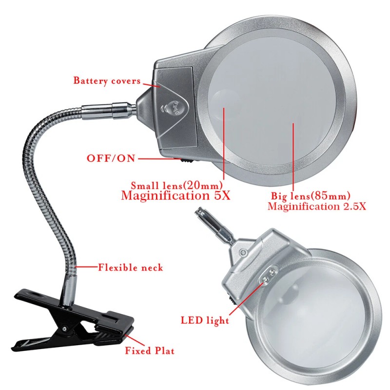 POPSTORE LED Light Clip Type Hose Light Table Top Magnifier