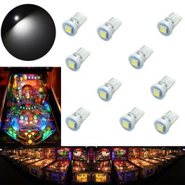PA 10PCS #555 T10 1SMD LED Wedge Pinball Machine Light Top View Bulb White-6.3V