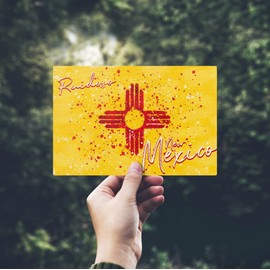 Ruidoso, New Mexico, New Mexico State Flag, Abstract Watercolor Splatter (4x6 Birch Wood Postcards, 2-Pack Stationary, Rustic Home Wall Decor)