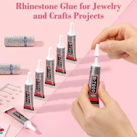 cridoz B7000 Jewelry Glue for Rhinestones,10Pack Flexible Super Glue Gel with Precision Tip Multi Function Clear Gem Glue Fabric Adhesive for Cloth Metal Stone Bead Jewelry Making Wood Glass
