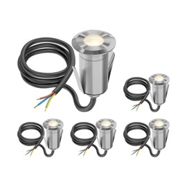 ledscom.de 5 LED recessed Floor Light GLOX for Outdoors, IP67, Aluminium, Round, 35mm Ø, Warm White, matt