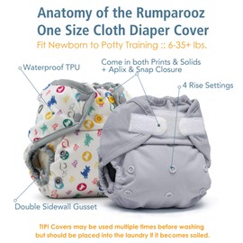 Kanga Care Rumparooz One Size Reusable Cloth Diaper Cover Snap | Castle 6-35 lbs