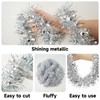 KINGLAKE Christmas Tinsel Garland, 10M x 9CM Silver Xmas Shiny
