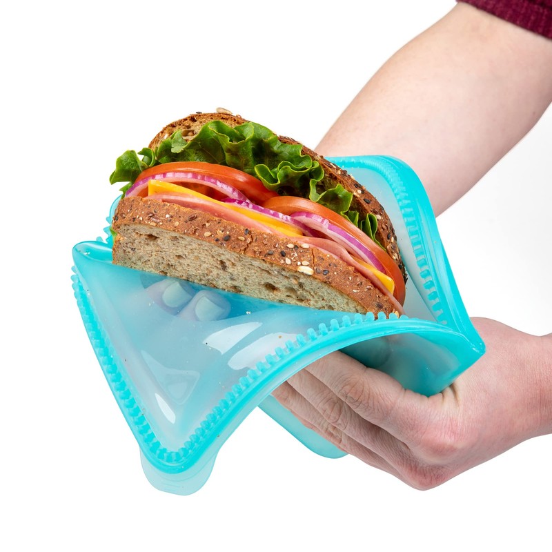 ProKeeper Dual-Zipper 100% Silicone Sandwich Bag, Teal