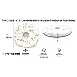 Pro-Graad 13” 330mm Grey/White Melamine Eraser Floor Pad, 68482, 5 Pack