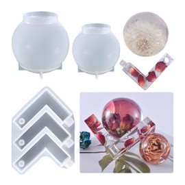 Large Sphere Resin Mold Kit, 3&2.5 inches 3D Silicone Round Ball Molds with Base Holder Silicone Molds for Epoxy Resin Art, Jewelry Making, Candle Wax, DIY Soap, Home Decor,