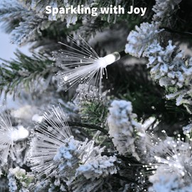 YOLIGHT 33FT Fiber Optic Fairy Lights 60 LED Starburst Firework String Lights Green Wire Twinkle Christmas Lights for Indoor Outdoor Wedding, Christmas Tree, Garden, Patio, Party Decoration (White)