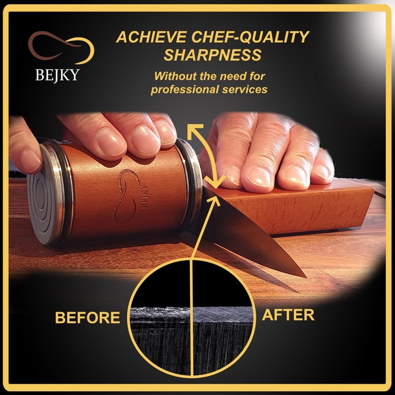 Premium Rolling Knife Sharpener with Replaceable Discs - Achieve Razor-Sharp