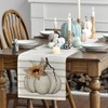 Artoid Mode Stripes Pumpkin Sunflower Leaves Fall Table Runner, Seasonal