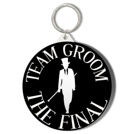 Gift Insanity Team Groom The Final White ON Black Background Short Chain Keyring Bottle Opener