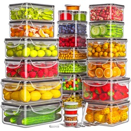 HOMETALL 50-Piece Food Storage Containers with Lids (25 Containers & 25 Lids), Airtight Reusable Meal Prep Containers for Lunch, Plastic Kitchen Storage Containers with Labels & Marker Pen