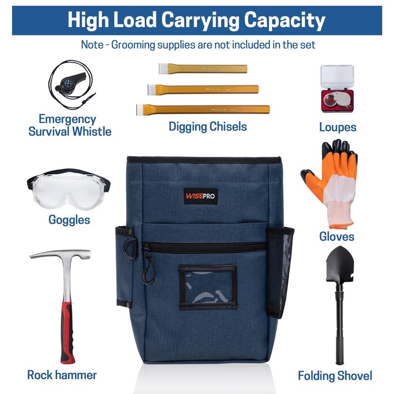 WISEPRO Metal Detecting Finds Bag, Multi-Purpose Digger Tools Pouch Bag