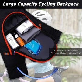 Cycling Hydration Backpack with Water Bottle Holder and Helmet Holder Lightweight Bike Backpack Hydration Pack with Shock-absorbing Pads for Hiking Biking Climbing Walking Running