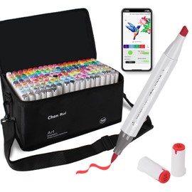 YHC 168 Colors Alcohol Markers with Free App,Dual Tips Art Marker with Kickstand Case for Adults and Kids, Alcohol Based Brush & Chisel Tips Markers for Painting, Sketching, Drawing
