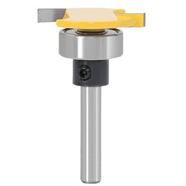 Bestgle Trimmer Bit T-Groove Bit, 0.25 inch (6.35 mm) (1/4 mm), Milling Cutter, T-Shaped Router Bit, Chamfered Mortise Cutter, Carbide Blade Router Bit, With Bearings, For Woodworking, Cutting Tools,