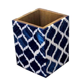 A Horn Made soap dispensers and Tooth Brush Holder Bathroom Accessories Royal Look Home Articles - Collectibles Buy (Blue & White)