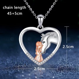 1 x Horse Necklace for Girls, Necklace with Horse Pendant in Silver, Jewellery Gift for Horse Lovers, for Little Girls