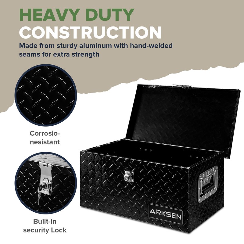 ARKSEN 20 Inch Heavy Duty Aluminum Diamond Plate Tool Box