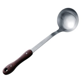 COLLBATH Stainless Steel Kitchen Utensils with Wooden Handles Heat Insulated Soup Ladle and Cooking Spoon for Home Use and Safe Kitchen Supplies Smooth Edges