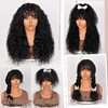 SOFUN Black Curly Wig With Bangs for Black Women Long