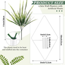 Canlierr 2 Pieces Wall Decor Hanging Planters with Artificial Plants Metal Hanging Vase Indoor Plants Holder Modern Boho Wall Art for Bathroom Bedroom Living Room Decor (White,Boston Fern)