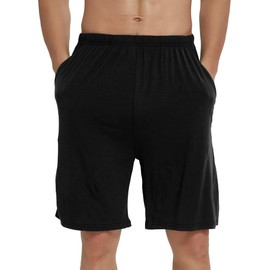 JINSHI Mens Pajama Shorts with Pockets Soft Lightweight Modal Lounge Sleep Shorts (Light Gray/Black/Lake Blue) M