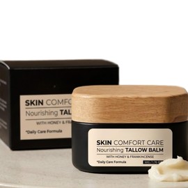 Beef Tallow Balm – Natural Grass-fed Tallow Skincare for Face & Body – Whipped Moisturiser with Honey & Frankincense – Deep Hydration for Dry Skin – Gentle Barrier Repair – Non-Greasy Nourishing 50g