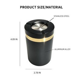 Twist to Open & Close Aluminum Ashtray, Sealed Windproof Smokeless Ashtray, Car Cup Holder, Keeps Ash from Blowing Away & Locks in Odor