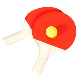 SPORTSIDE - Set of 2 Table Tennis Bats and 3 Balls - Racket Game - Complete Set - Table Tennis - 046581 - Multicoloured - Wood - 25 cm - Sports Goods