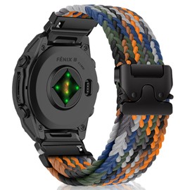 MiKoyi Nylon Band for Garmin Tactix 8 51mm/Quatix 8 51mm/Quatix 7X Solar Edition, 26mm Stretchy Braided Nylon Sport Strap for Garmin Fenix 8 51mm/7X Pro/7X/6X/6X Pro/5X/5X Sapphire - Multicolo