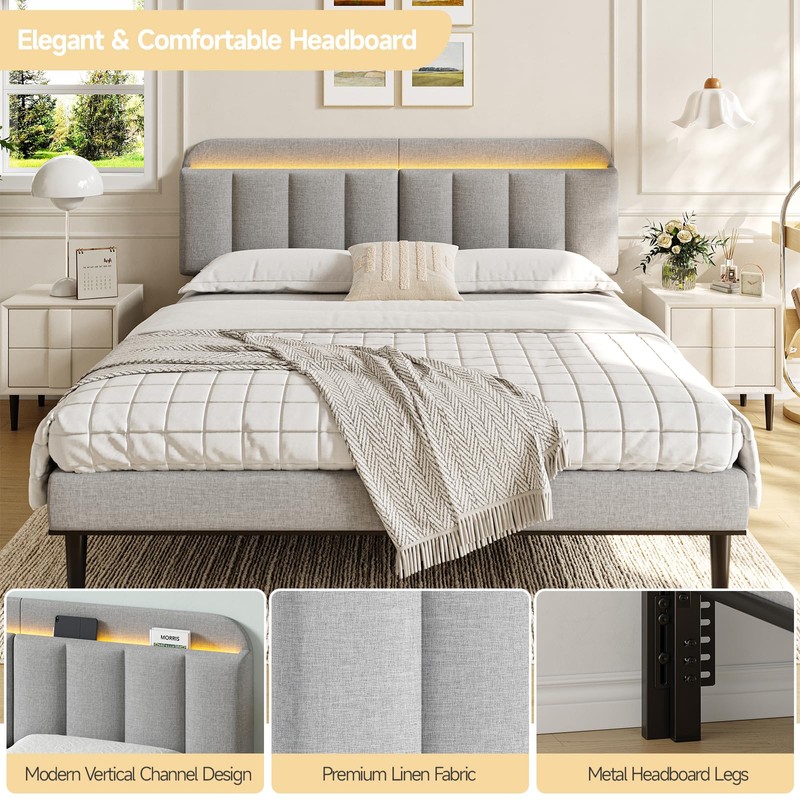 ONBRILL Adjustable Headboard for King/California King Size Bed Frame, Linen