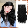 SOFEIYAN Clip in Hair Extensions Long Wavy 4PCS Thick Hairpieces