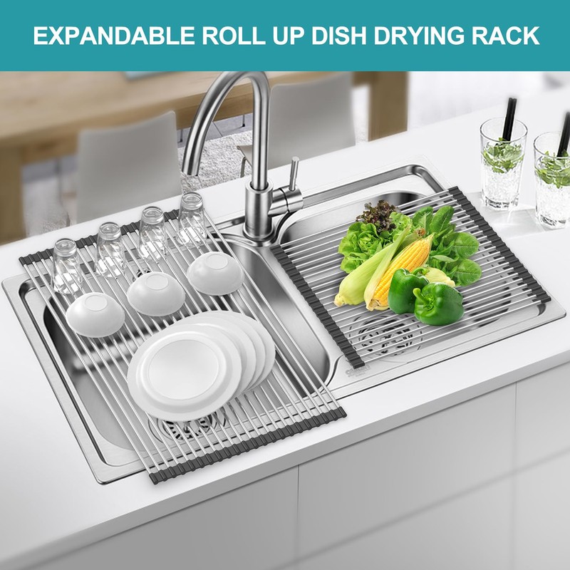 BBXTYLY Extra Large Expandable Roll Up Dish Drying Rack,Over The