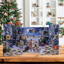 3 D Dogs Watching Santa Waiting for Santa 358 x 245 mm Caltime Traditional Advent Calendar, Multi
