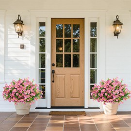 U'Artlines 16 Bundles Artificial Pansy Flowers Outdoor Fake Plants for All Seasons, UV Resistant Faux Flowers Silk Pansies with Eucalyptus Leaves for Planters Porch Yard Patio Balcony Home Decor