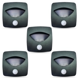 Command Electronics 12V LED Motion Activated Step Light – Surface Mount Security Light & Motion Detector – Clear Lens – OEM RV, Camper, Bus, Truck, & Trailer – 2.5"x2.5"x1" – Black Frame 5-Pack