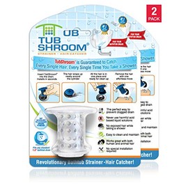 TubShroom Revolutionary Tub Drain Protector Hair Catcher/Strainer/Snare, Clear (2 pack)