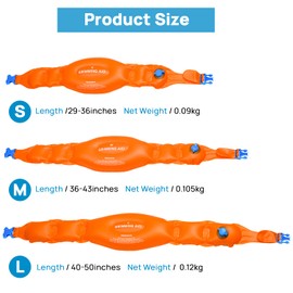 3 Pack Inflatable Swim Belts, Portable Pool Float for Kids Adults, Swimming Training Waist Belt Swim Flotation Belt Buoyancy Waist Belt with Adjustable Safety Buckle for Swim Learning Beginner(L+M+S)