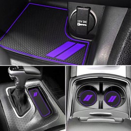SENSHINE Anti Dust Cup Holder Insert for Dodge Charger Accessories 2015-2021 2022 2023 2024 Non-Slip Center Console Shifter Liner Trim Premium Custom Interior 6Pcs Set (Purple Trim)