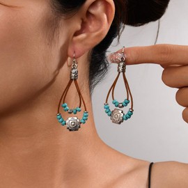 Western Earrings for Women Bohemian Turquoise Dangle Country Concert Fashion Western Jewelry Accessories