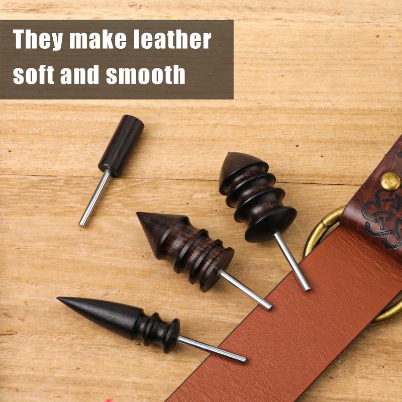 4pcs Leather Burnisher Bits for Rotary Tool, 4 Styles Leather
