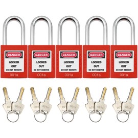 Lockout Tagout Lock 10pcs Key Alike OSHA Loto Safety Same Padlocks for Lock Out Tag Out Stations and Devices Red (10 PCS Same Number)